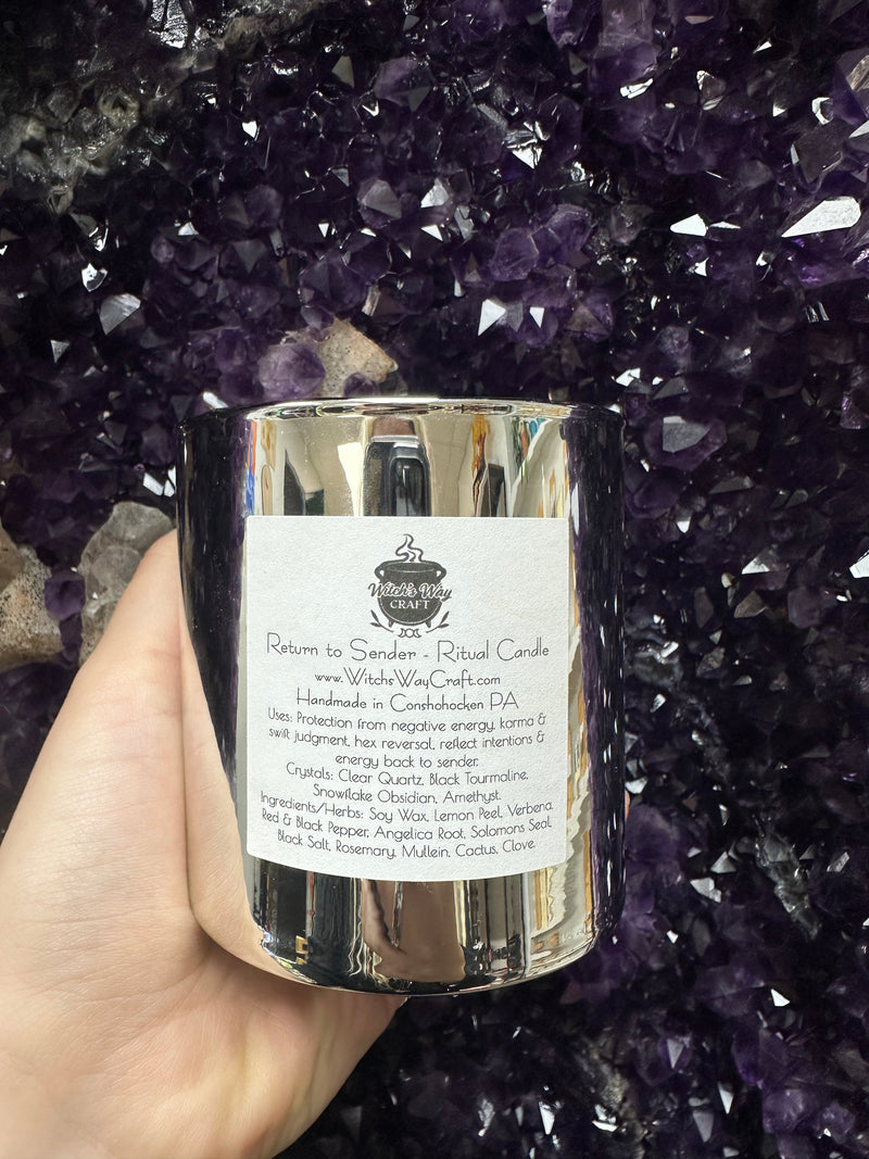 Return To Sender Spell Candle - Silver