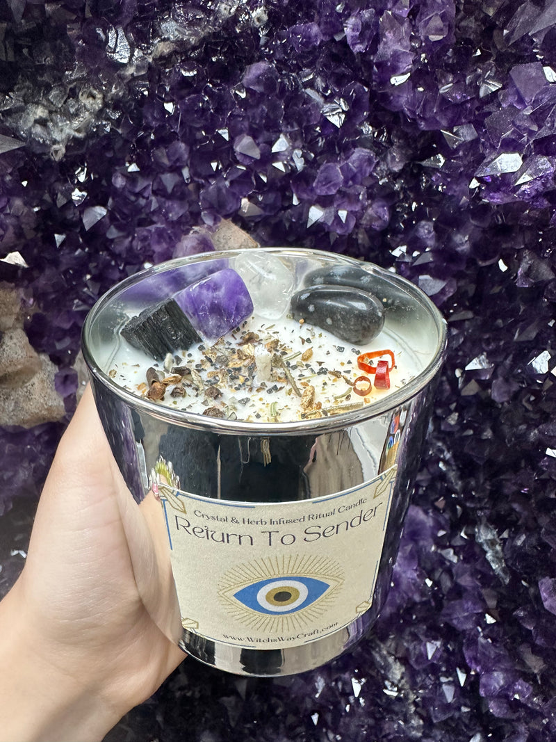 Return To Sender Spell Candle - Silver