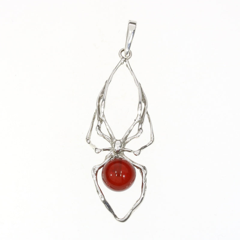 Cherry Amber Sterling Silver “Spider” Pendant