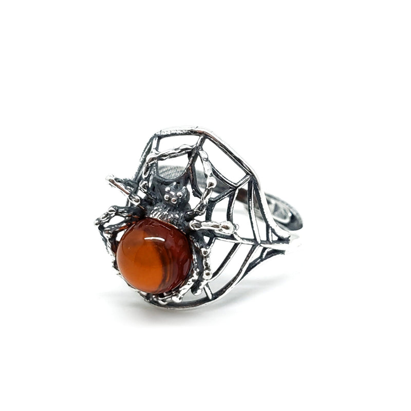 Spider on a Cobweb Amber Adjustable Ring