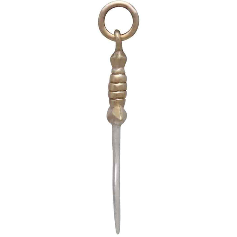 Sterling Silver Wavy Dagger Charm w/ Bronze Handle