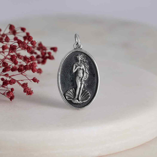 Sterling Silver Birth of Venus Figure on Oval Charm