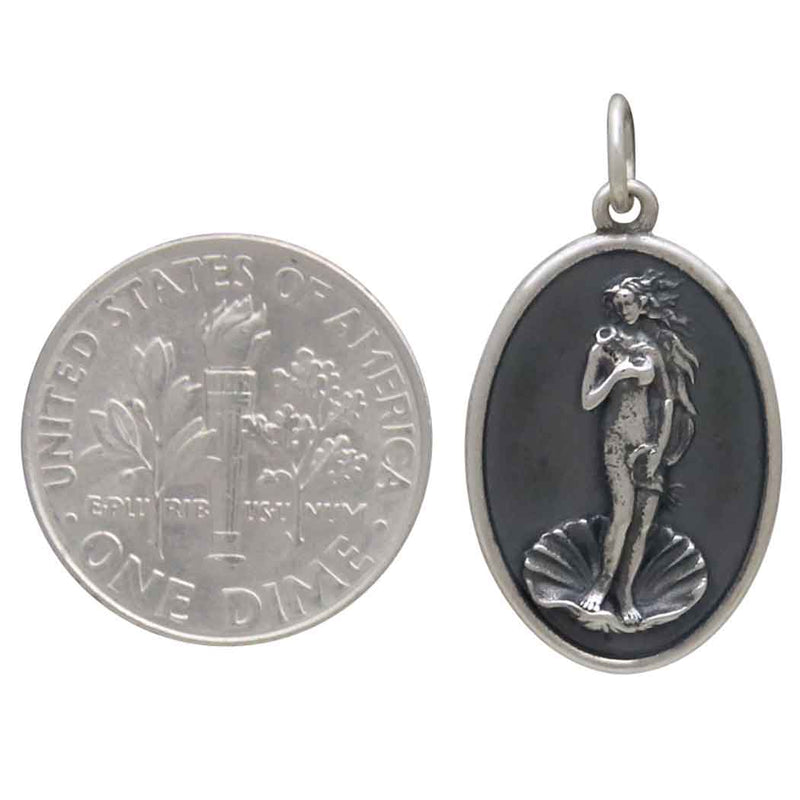 Sterling Silver Birth of Venus Figure on Oval Charm
