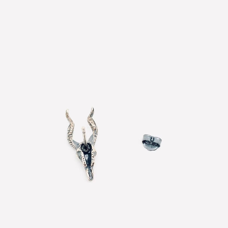 Sterling Silver Goat Skull Stud Earrings