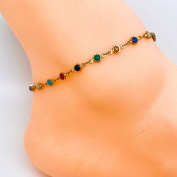 Colored Enamel Small Sun Chain Anklet