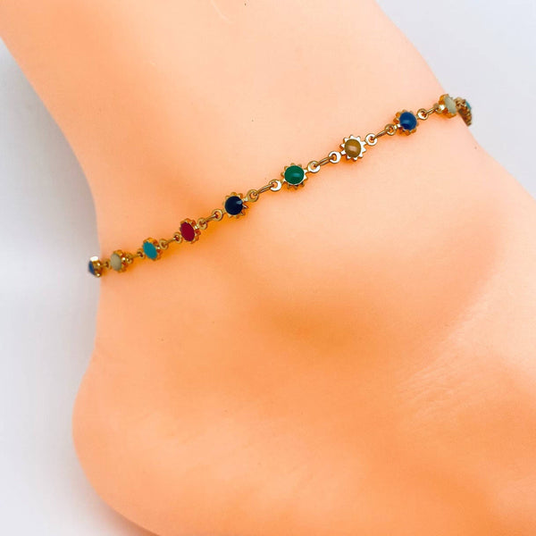 Colored Enamel Small Sun Chain Anklet