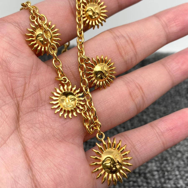 18K Gold Plated Sun Charm Necklace
