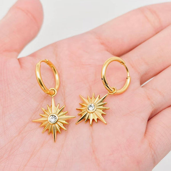 18K Gold Plated Star Huggie Hoop Earrings