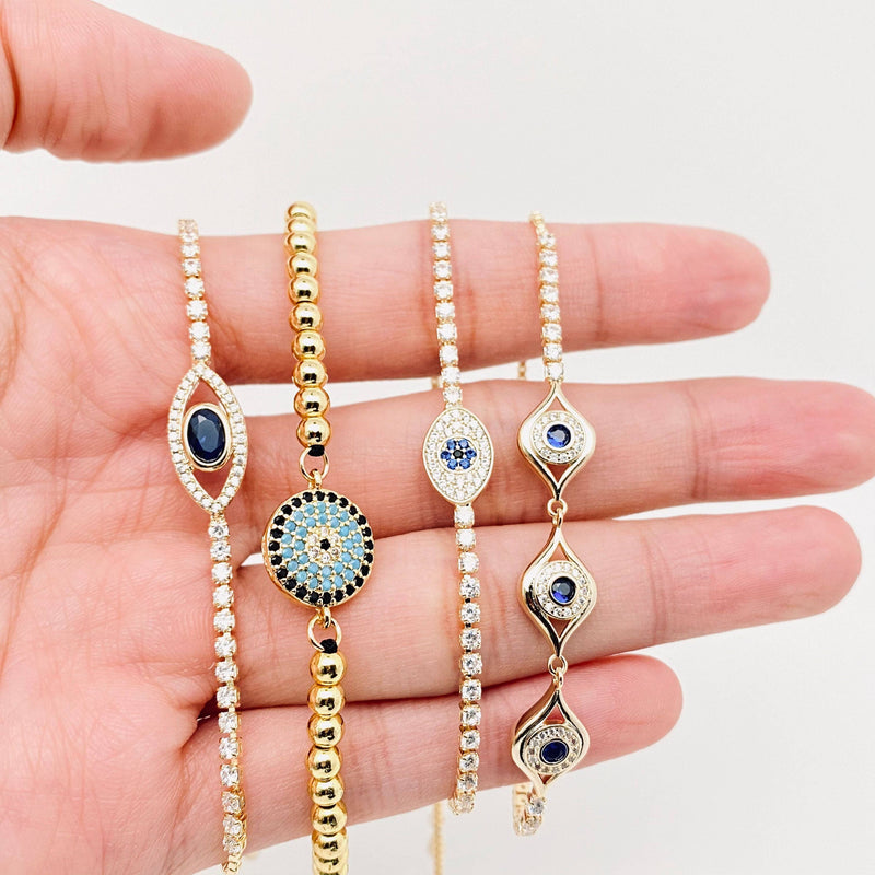 Multi-style Zircon-inlaid Evil Eye Bracelet: A