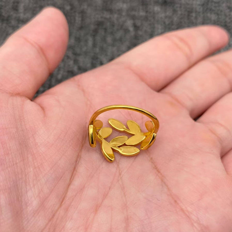 Abalone Shell Leaf Shape 18K Gold Plated Ring