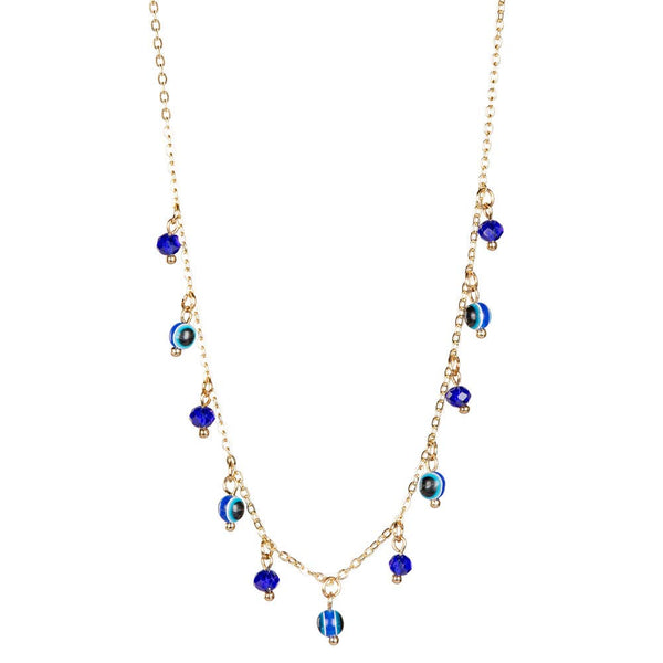 MOON & STAR MULTI COLORED EVIL EYE NECKLACE