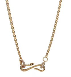 Snake Serpent Pendant Pavé Charm Necklace 