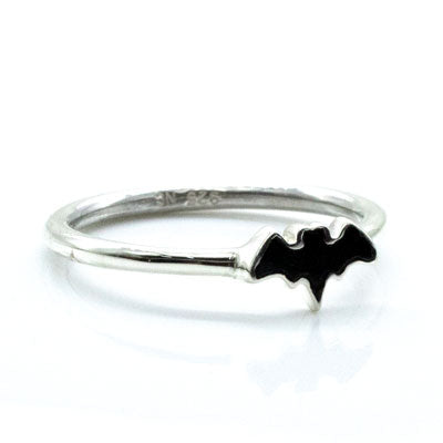 Black Tourmaline Sterling Silver Bat Ring