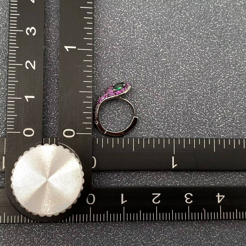 Gold Plated Inlaid Cubic Zirconia Snake Shape Huggie Earrings