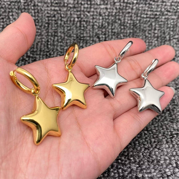 18K Gold Plated Chunky Star Huggie Earrings