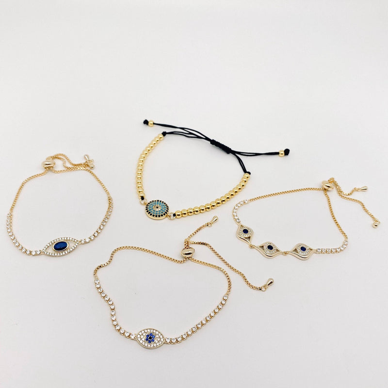 Multi-style Zircon-inlaid Evil Eye Bracelet: A