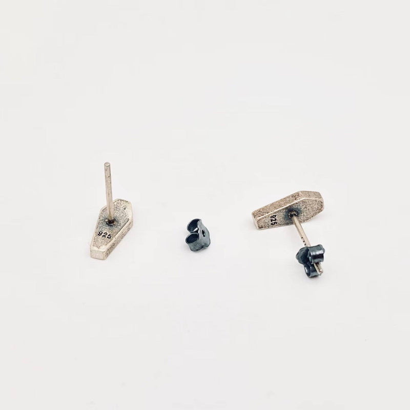 Sterling Silver Coffin Stud Earrings
