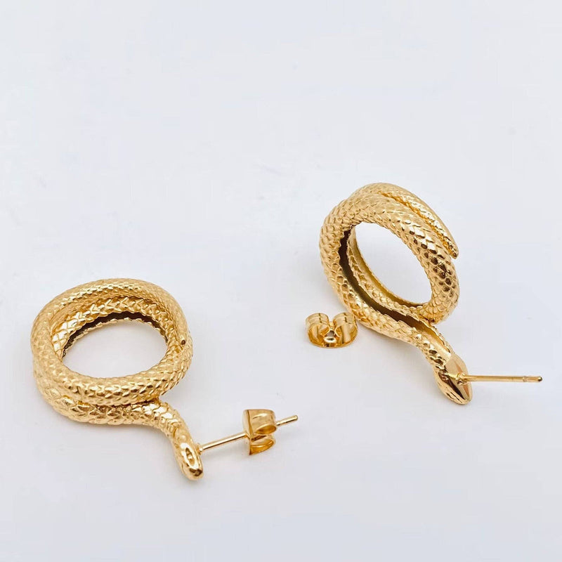18K Gold Plated Coiled Snake Earrings