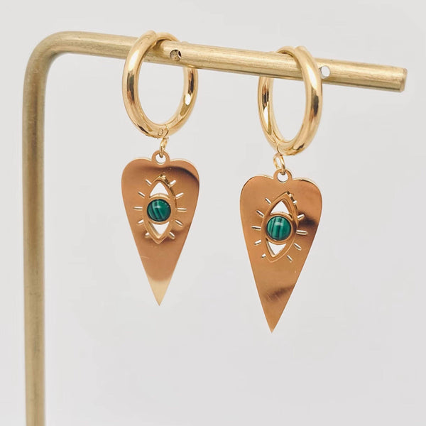Heart-shaped Evil Eye Huggie Hoop Earrings