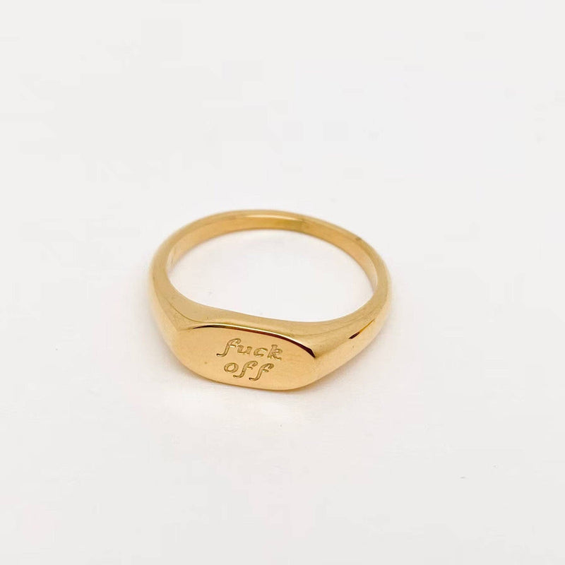 18K Gold Plated Geometric "fuck off" Ring
