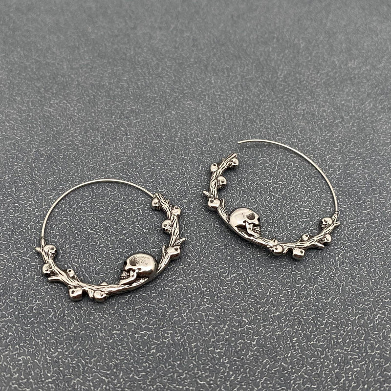 Gothic Stainless Steel Skull Hoop Earrings
