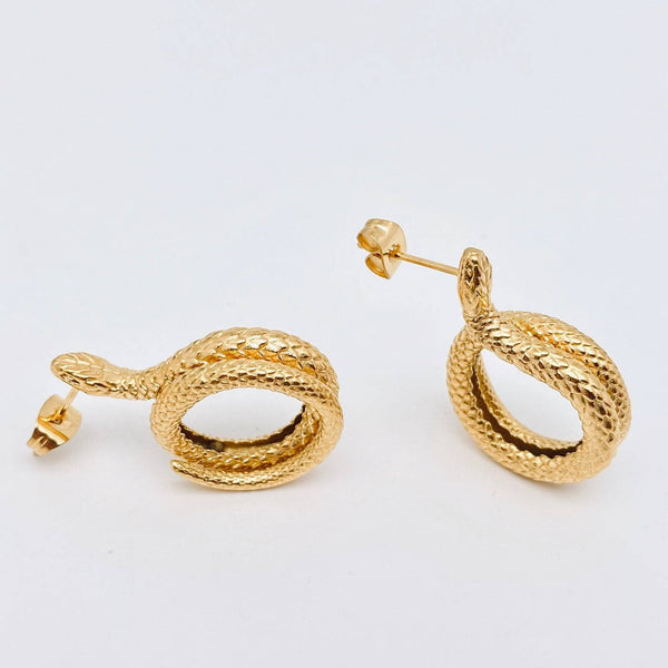 18K Gold Plated Coiled Snake Earrings