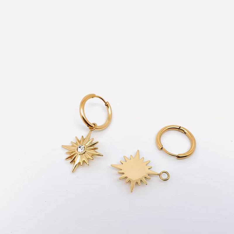18K Gold Plated Star Huggie Hoop Earrings