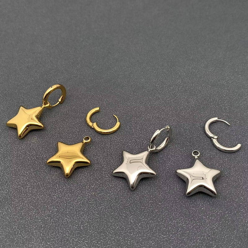 18K Gold Plated Chunky Star Huggie Earrings