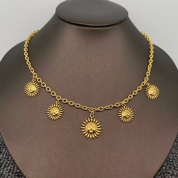 18K Gold Plated Sun Charm Necklace