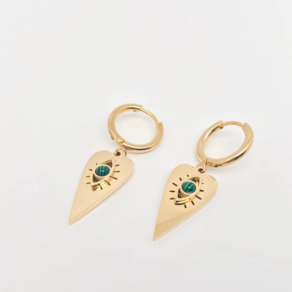 Heart-shaped Evil Eye Huggie Hoop Earrings