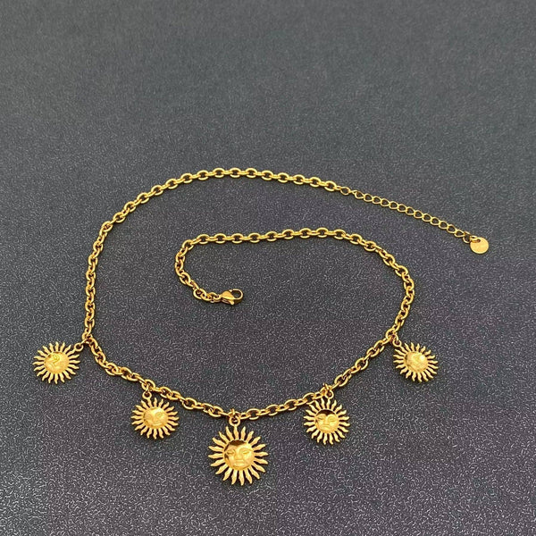 18K Gold Plated Sun Charm Necklace