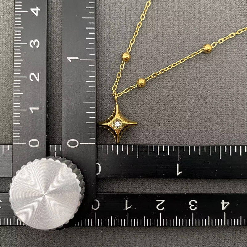 18K Gold Plated Star Charm Double Layered Necklace