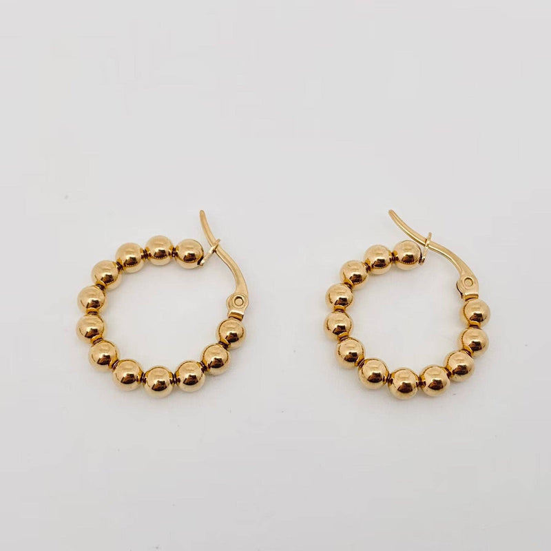 18k Gold Plated Beaded Hoop Earrings