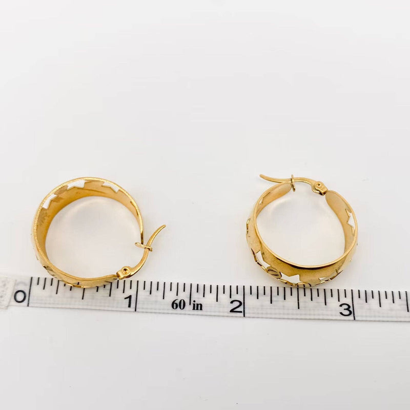 18k Gold Plated Hollow Stars Hoop Earrings
