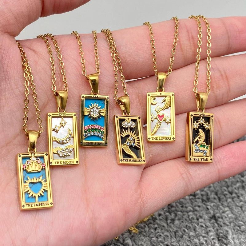 18K Gold Plated The Moon Tarot Necklace