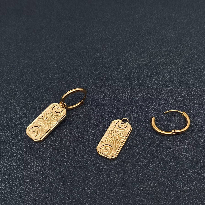 Evil Eye 18K Gold Plated Stainless Steel Huggie Earrings