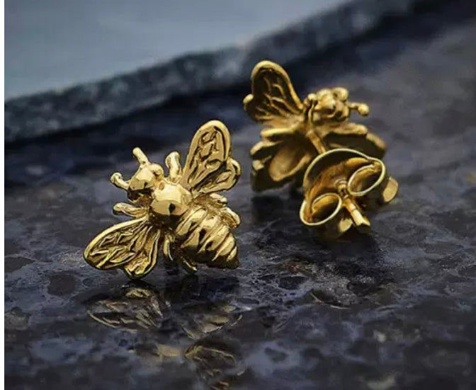 24k Gold Plated Bee Post Earring