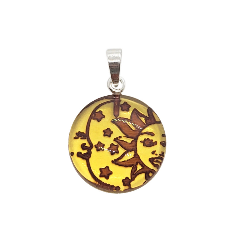 Cameo Amber Sterling Silver Moon And Sun Pendant