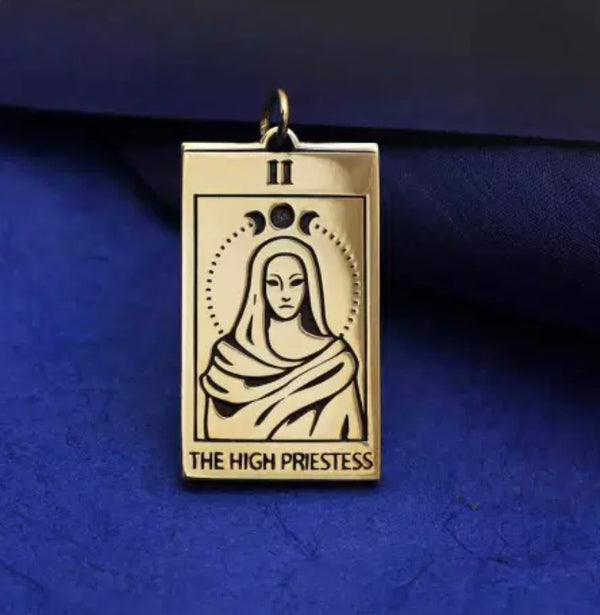 Bronze High Priestess Tarot Card Charm