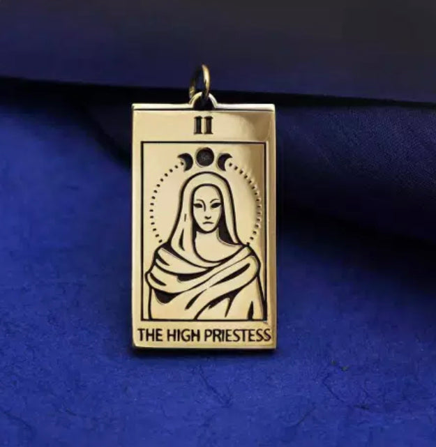 Bronze High Priestess Tarot Card Charm