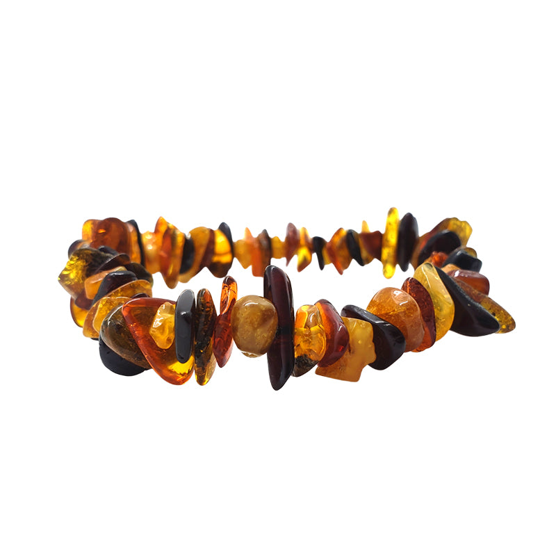 Multi Color Raw Amber Stretch Bracelet