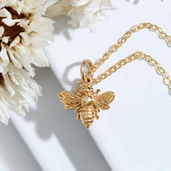 Bronze Bee Necklace with Gold Fill 18 Inch Chain