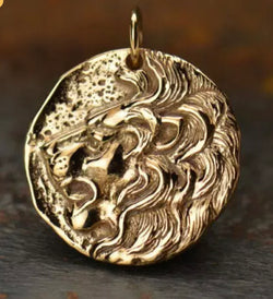 Bronze Lion Ancient Coin Charm Pendant