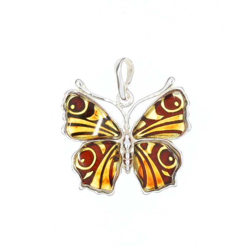 Baltic Amber Butterfly Cameo / Intaglio Pendant