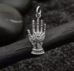 Sterling Silver Decorative Hand Charm With Eye