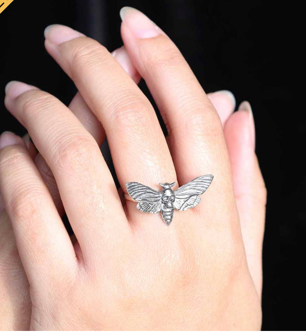 Sterling Silver Realistic Deaths Head Moth Ring