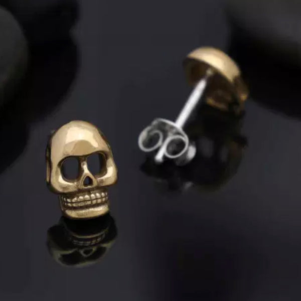 Bronze Skull Post Earrings