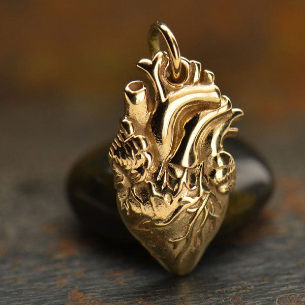 Bronze Anatomical Heart Jewelry Charm