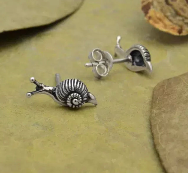 Sterling Silver Tiny Snail Post Earrings