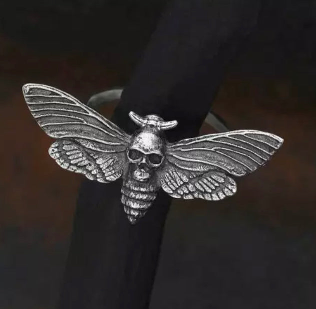 Sterling Silver Realistic Deaths Head Moth Ring